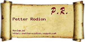 Petter Rodion névjegykártya